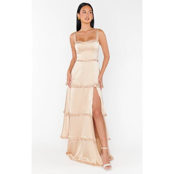 Show Me Your Mumu Lady Corset Dress in Champagne Luxe Satin XS NWT - Picture 2 of 7